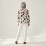 Holly white Christmas tree waffle knit sweater, view 5