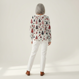 Holly white Christmas tree waffle knit sweater, view 5