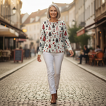 Holly white Christmas tree waffle knit sweater, view 6