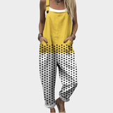 Audrey | Yellow Polka Dot Color-Block Overalls