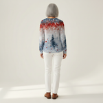 Alice light blue Christmas tree waffle knit sweater, view 5