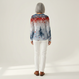 Alice light blue Christmas tree waffle knit sweater, view 5