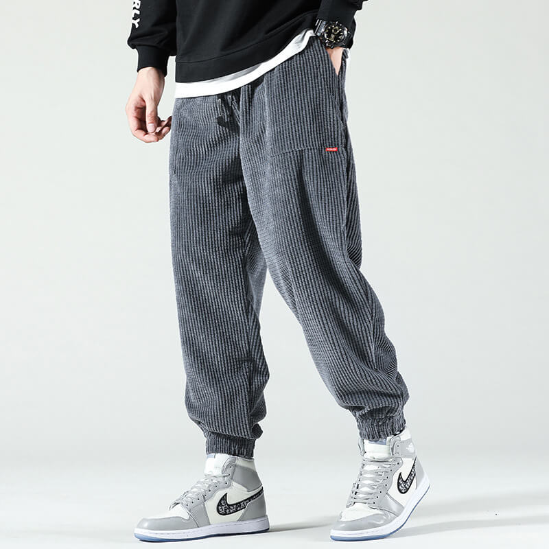 Sutton men's loose cuffed streetwear pants in Gray, view 2