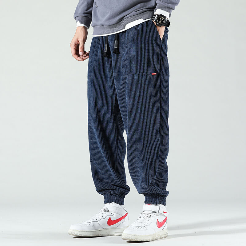 Sutton men's loose cuffed streetwear pants in Blue, front view