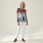 Alice light blue Christmas tree waffle knit sweater, view 3