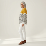Opal mustard polka dot waffle knit sweater, view 4