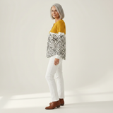 Opal mustard polka dot waffle knit sweater, view 4