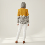 Opal mustard polka dot waffle knit sweater, view 5