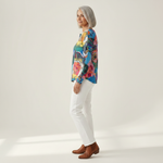 Irene large floral waffle knit sweater, view 4