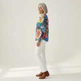 Irene large floral waffle knit sweater, view 4