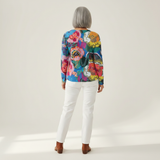 Irene large floral waffle knit sweater, view 5