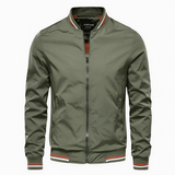 Frank men's striped trim bomber jacket in Green, view 2