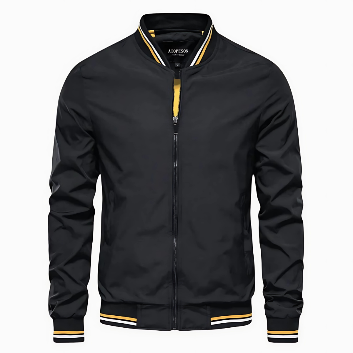 Frank men's striped trim bomber jacket in Black, view 4