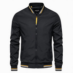 Frank men's striped trim bomber jacket in Black, view 4