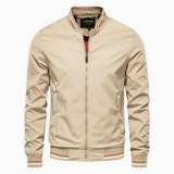 Frank men's striped trim bomber jacket in Beige, view 3