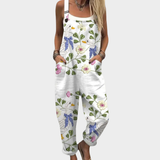 Jessica | White Floral Bow Overalls