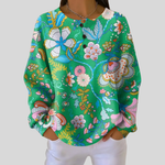 Elaine folk floral waffle knit sweater, front view