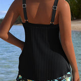 Sabrina | Striped Tankini with Swim Shorts