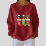 Gabrielle Christmas stocking waffle knit sweater in Red, view 2
