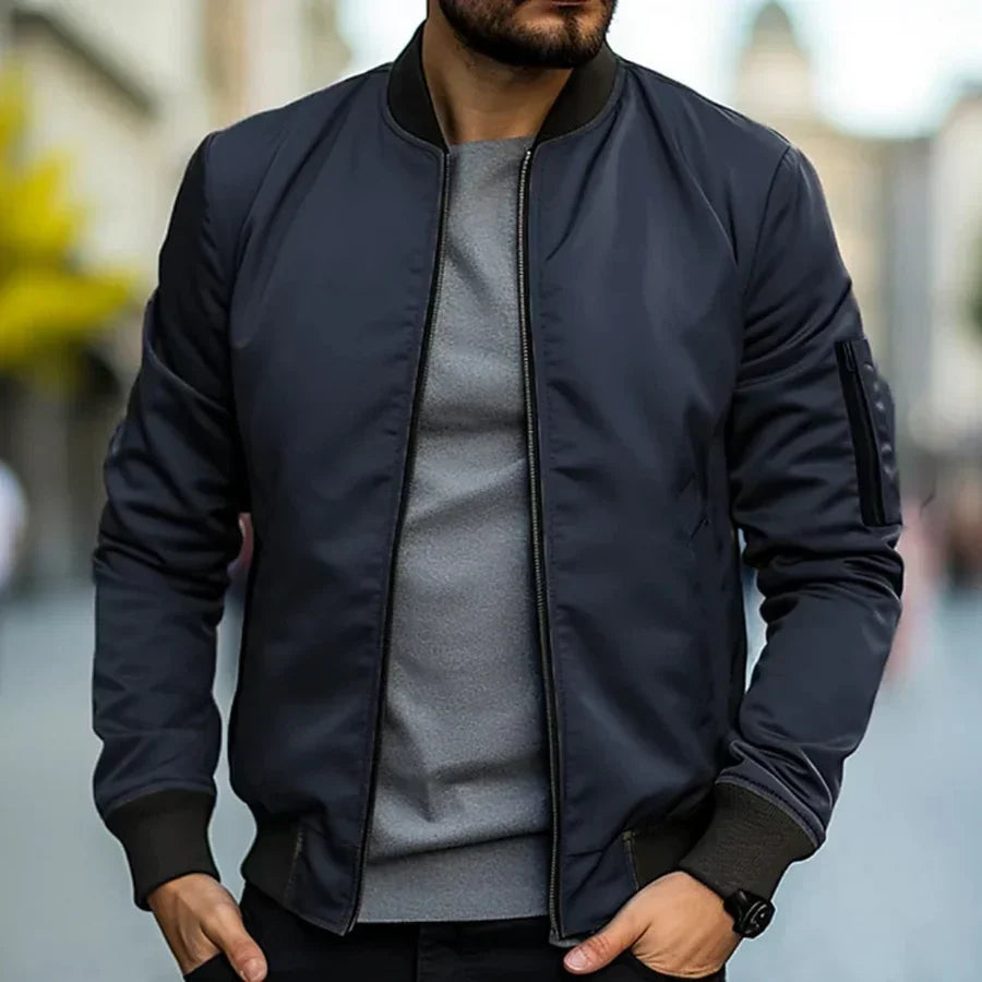 Glenn men's classic lightweight bomber jacket in Navy, view 3
