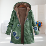 Lucille | Green Boho Print Fleece-Lined Coat