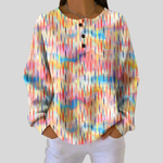 Sophie watercolor streak waffle knit sweater, front view