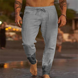 Kenny men's casual cotton beach pants in Gray, view 4