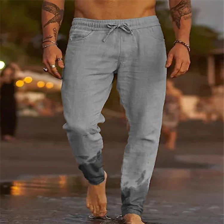 Kenny men's casual cotton beach pants in Gray, view 4