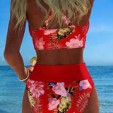 Faye | Bikini with Contrasting Floral Print and Slit
