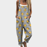 Claire | Lime Chicken Print Overalls