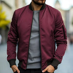 Glenn men's classic lightweight bomber jacket in Burgundy, view 5