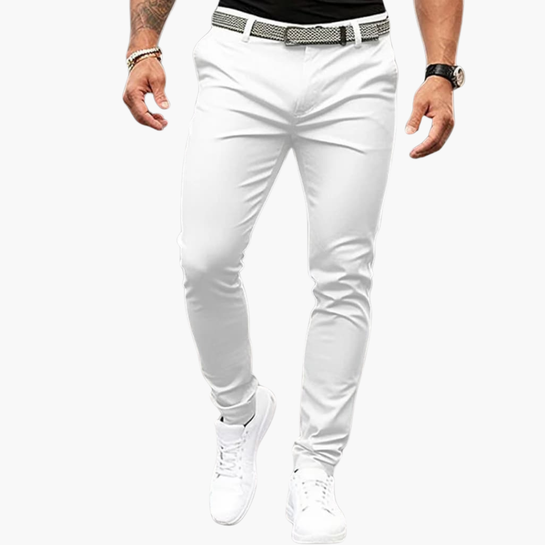 Rupert men's smart stretch dress pants in White, view 3