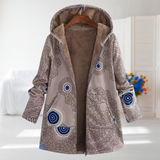 Margaret | Taupe Mandala Print Fleece-Lined Coat