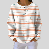 Tiffany stripe and star waffle knit sweater, front view