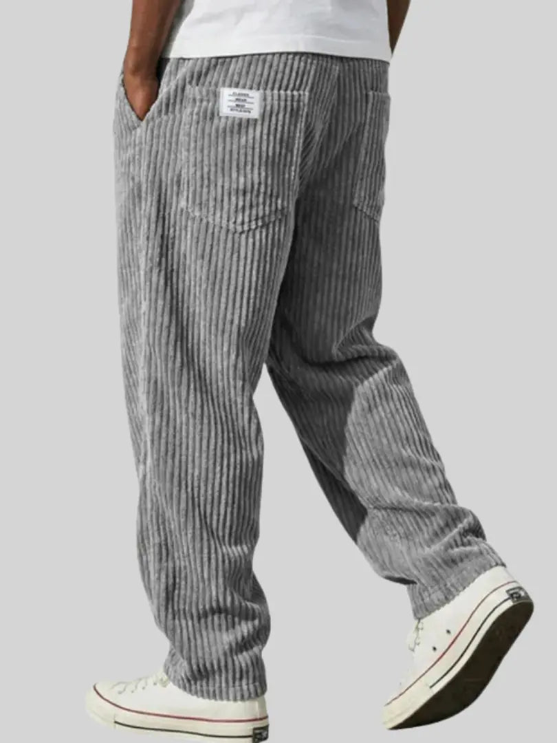 Earl men's wide wale corduroy pants in Gray, view 2