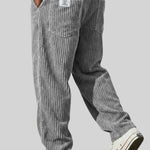 Earl men's wide wale corduroy pants in Gray, view 2