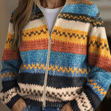 Jenna - Multicolor Zigzag Striped Knit Cardigan