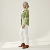 Charlotte green patchwork waffle knit sweater, view 4