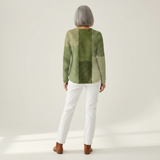 Charlotte green patchwork waffle knit sweater, view 5