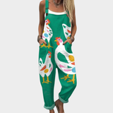 Alexa | Green Rooster Art Overalls