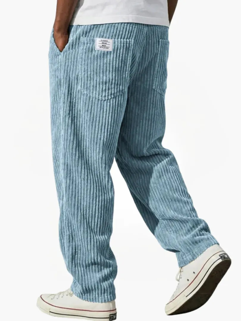 Earl men's wide wale corduroy pants in Light Blue, view 4