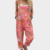 Zoey | Pink Tropical Floral Overalls