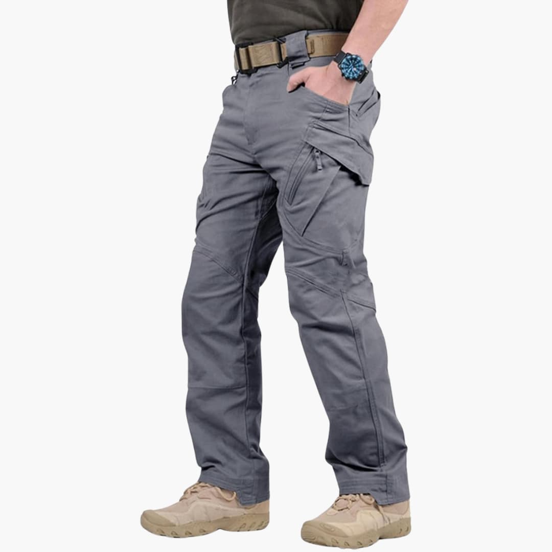 Ghislain men's water repellent technical cargo pants in Gray, view 12