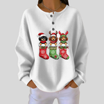 Gabrielle Christmas stocking waffle knit sweater in White, view 4