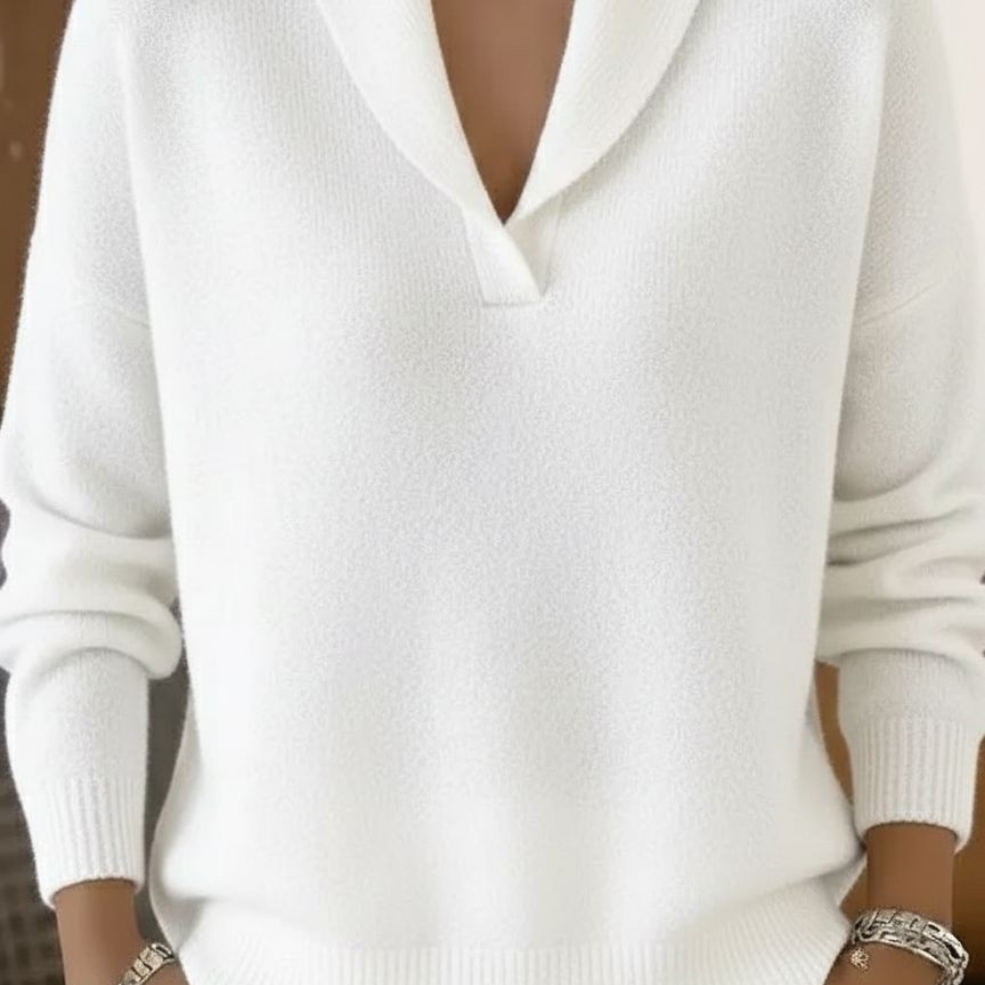 Louise | Shawl Collar V-Neck Sweater