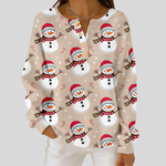Julia beige snowman waffle knit sweater, front view
