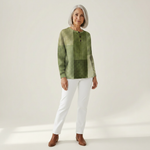 Charlotte green patchwork waffle knit sweater, view 3
