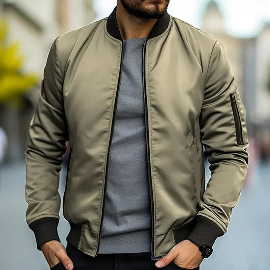 Glenn men's classic lightweight bomber jacket in Khaki, view 6