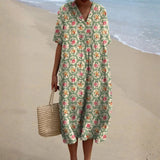 Sophie | Retro Floral Dress in Aqua Green