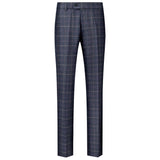 Marty men's windowpane check suit pants in Navy Blue, front view